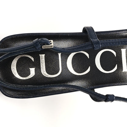 Gucci GG Monogram Malaga Kid Crystal Square G 75mm Slingback Pumps 38 Beige Blue 8 of 10