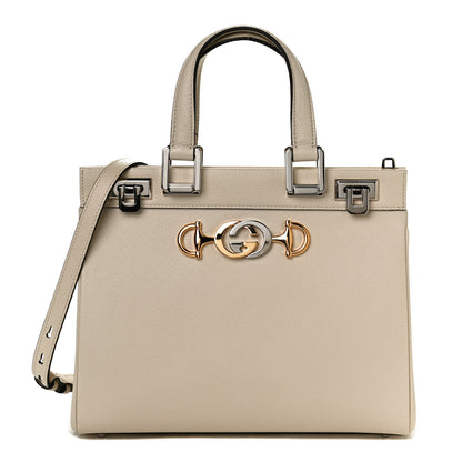 Gucci Grainy Calfskin Small Zumi Top Handle Bag Mystic White 1 of 10
