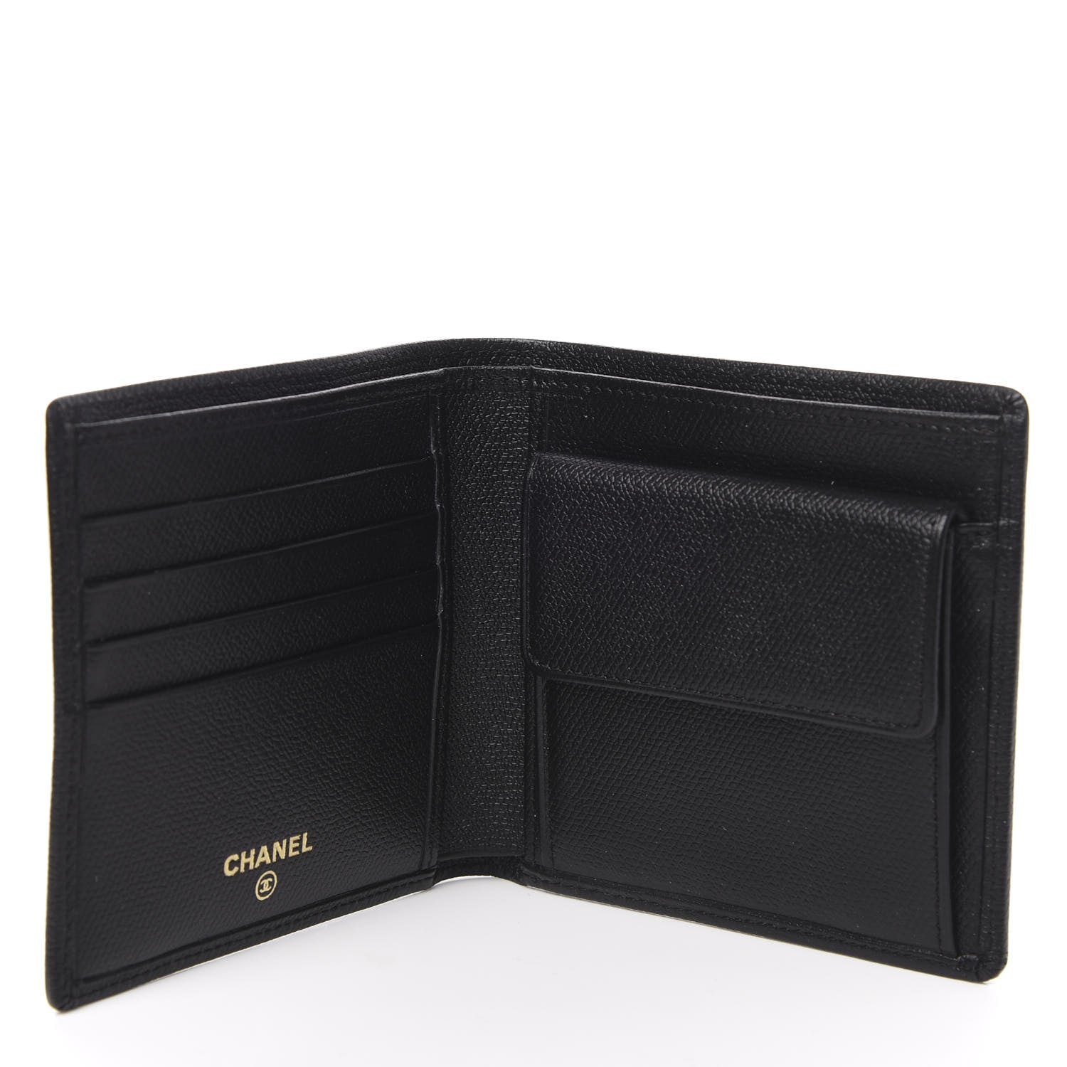 Chanel Grained Calfskin CC Button Bi-Fold Wallet Black 5 of 9