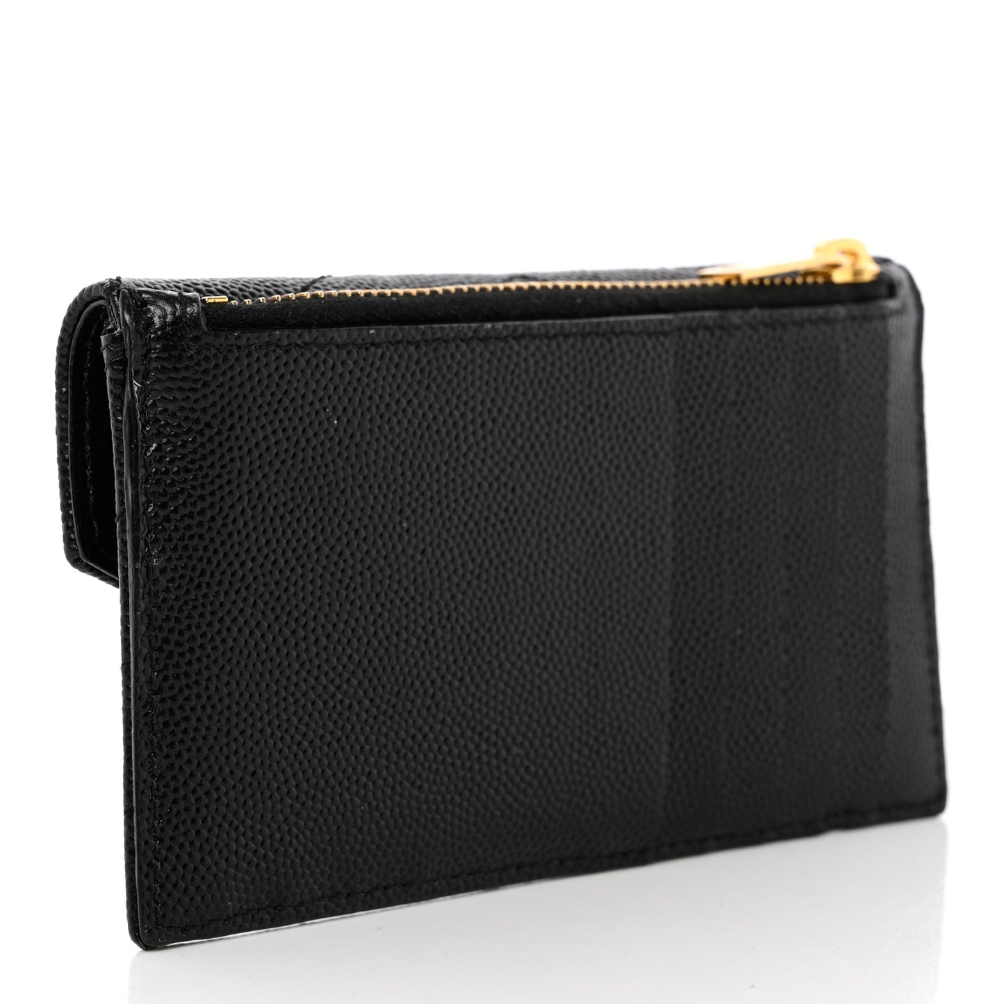 Grain De Poudre Matelasse Chevron Monogram Compact Wallet Black