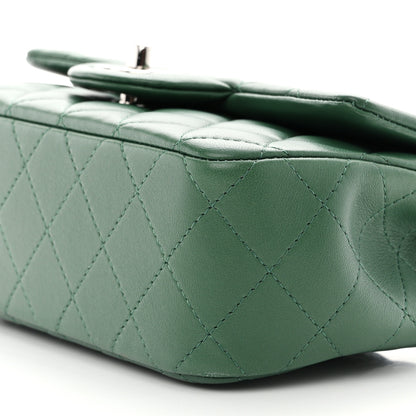 Chanel Lambskin Quilted Mini Rectangular Flap Dark Green 10 of 12