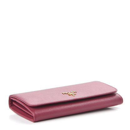Prada Saffiano Metal Continental Flap Wallet Peonia 4 of 10