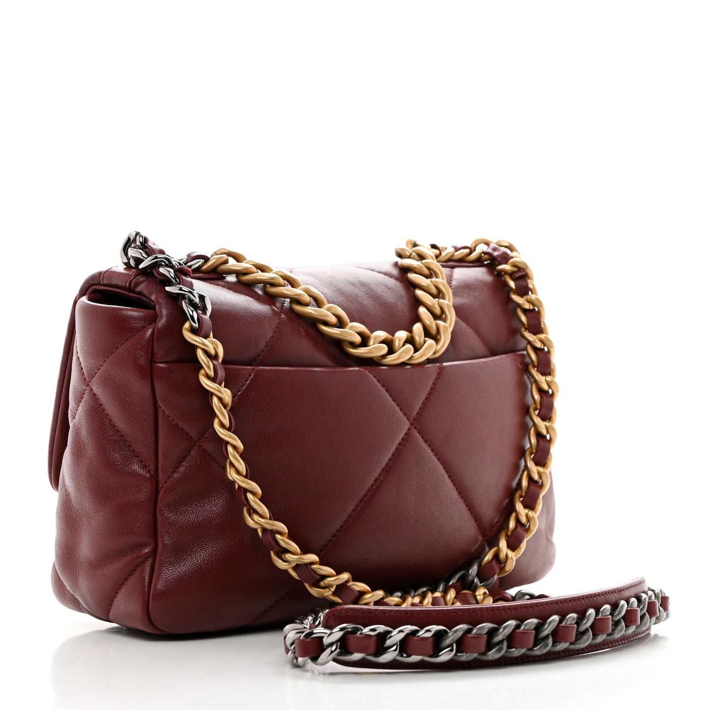Lambskin Quilted Medium Chanel 19 Flap Marron
