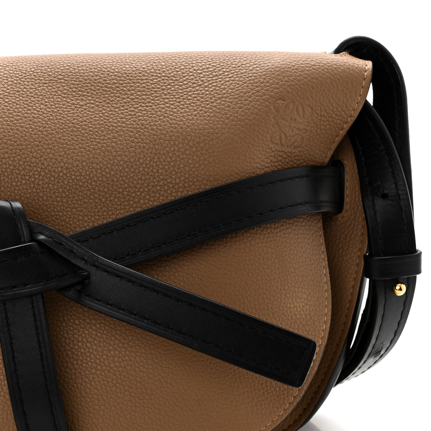 Grained Calfskin Small Gate Crossbody Bag Mocca Black