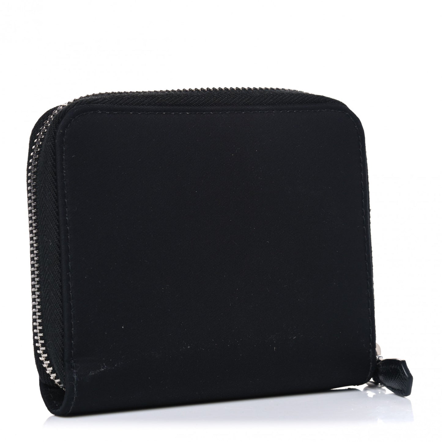 Tessuto Nylon Compact Zip Around Wallet Black