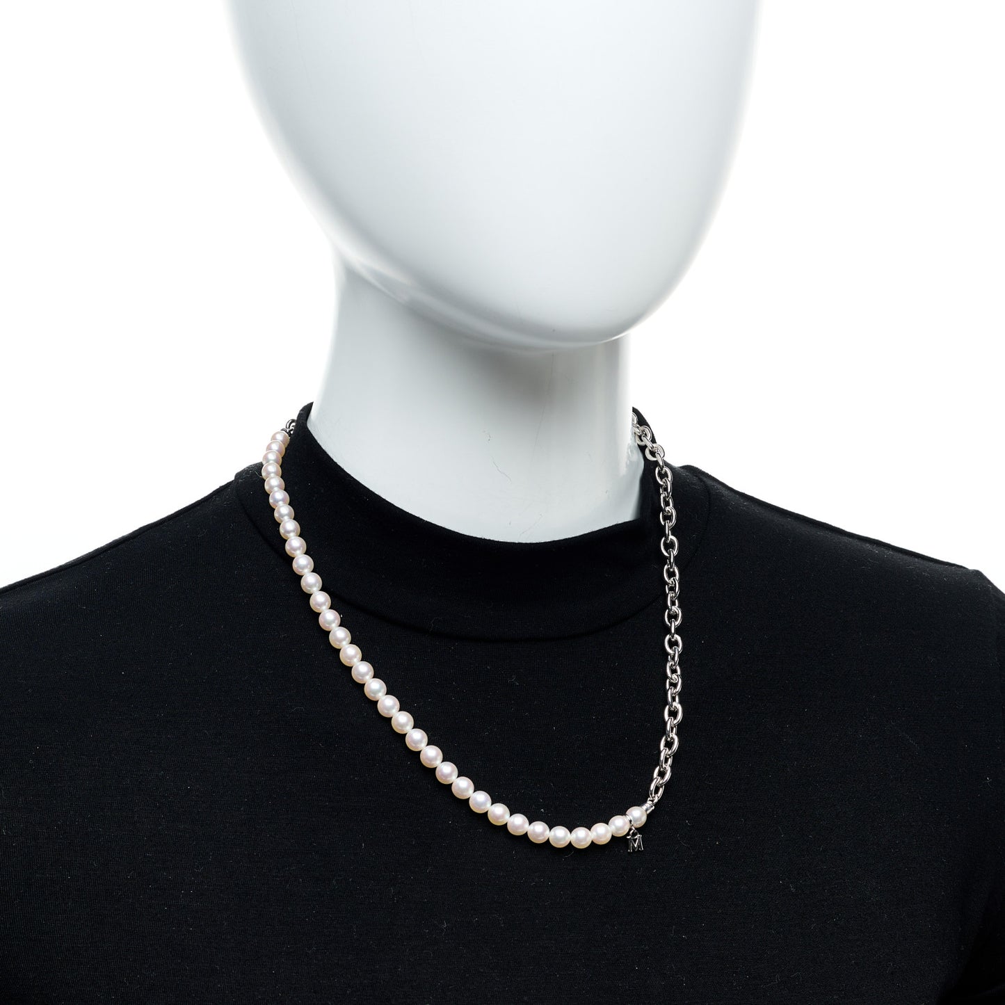 X COMME DE GARCON Sterling Silver Akoya Pearl 6-6.5mm Strand Necklace