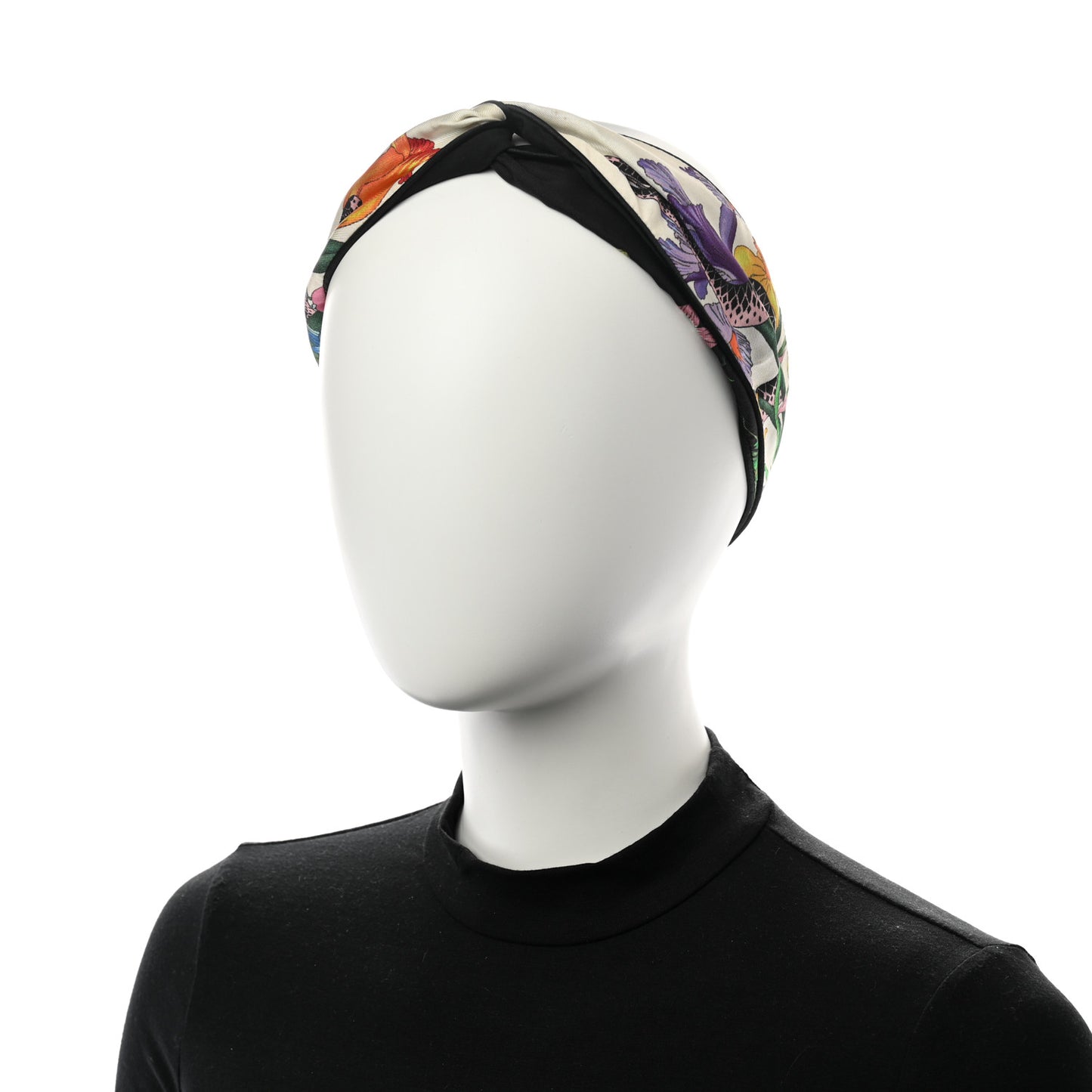 Silk Floral Snake Print Headband White
