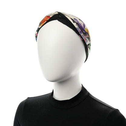 Gucci Silk Floral Snake Print Headband White 2 of 11