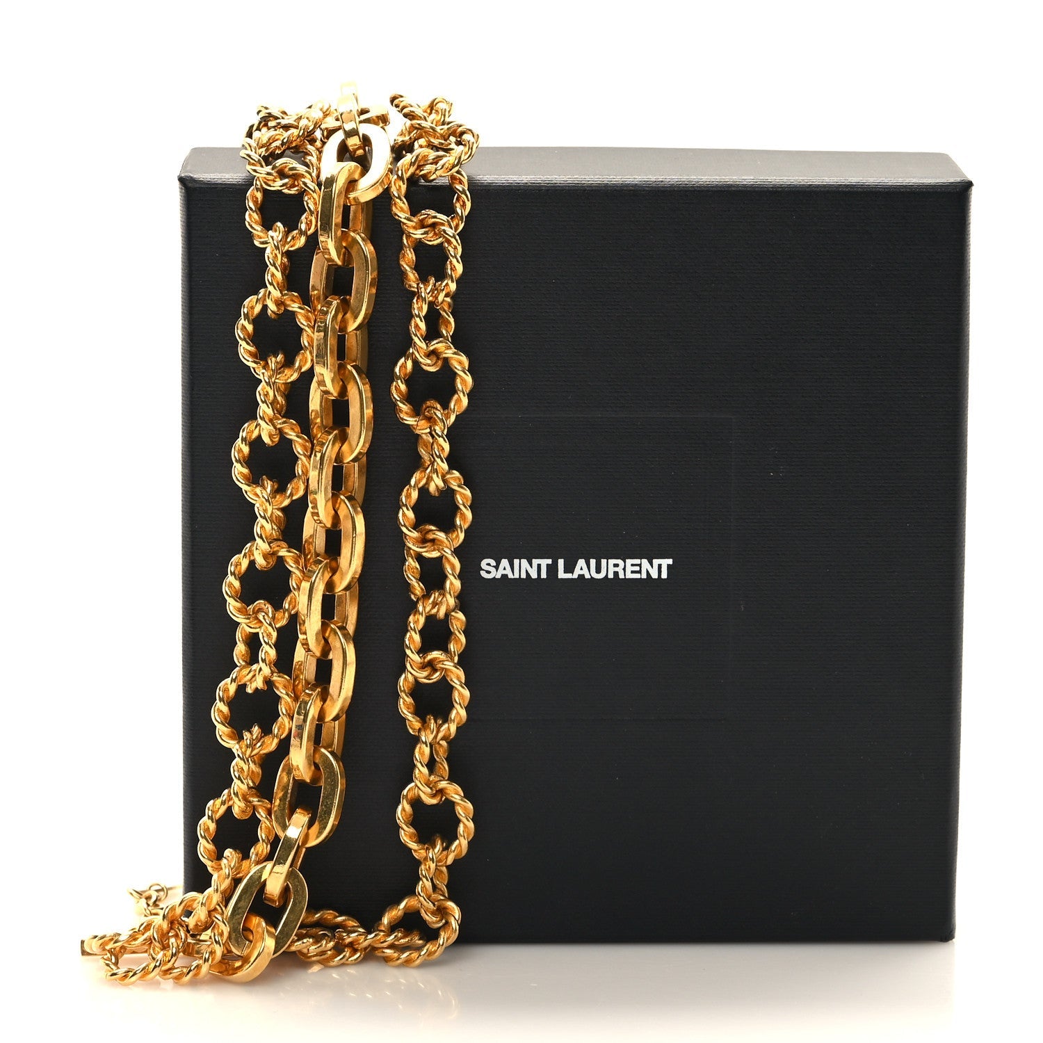 Saint Laurent Metal Multi Chain Necklace Gold 6 of 6