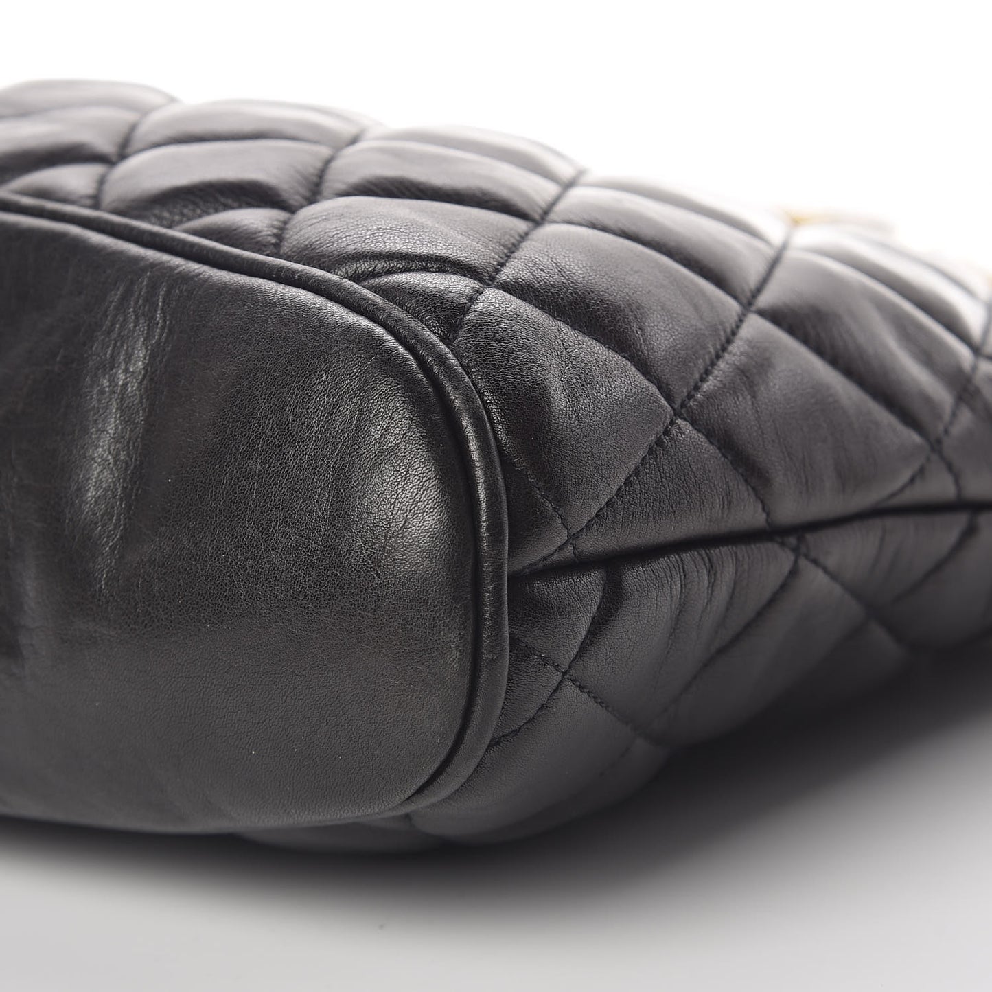 Lambskin Quilted Shopping Tote Black
