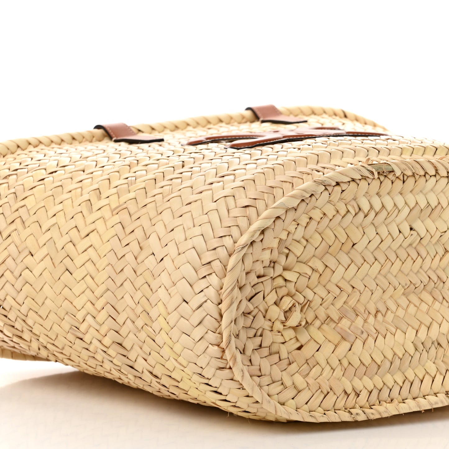 Raffia Calfskin Triomphe Medium Panier Tan