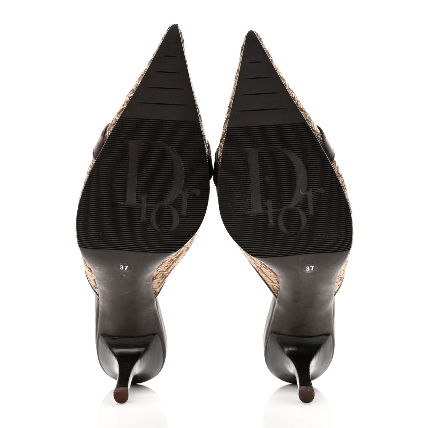 Canvas Monogram Pointed Toe Mules 37 Brown