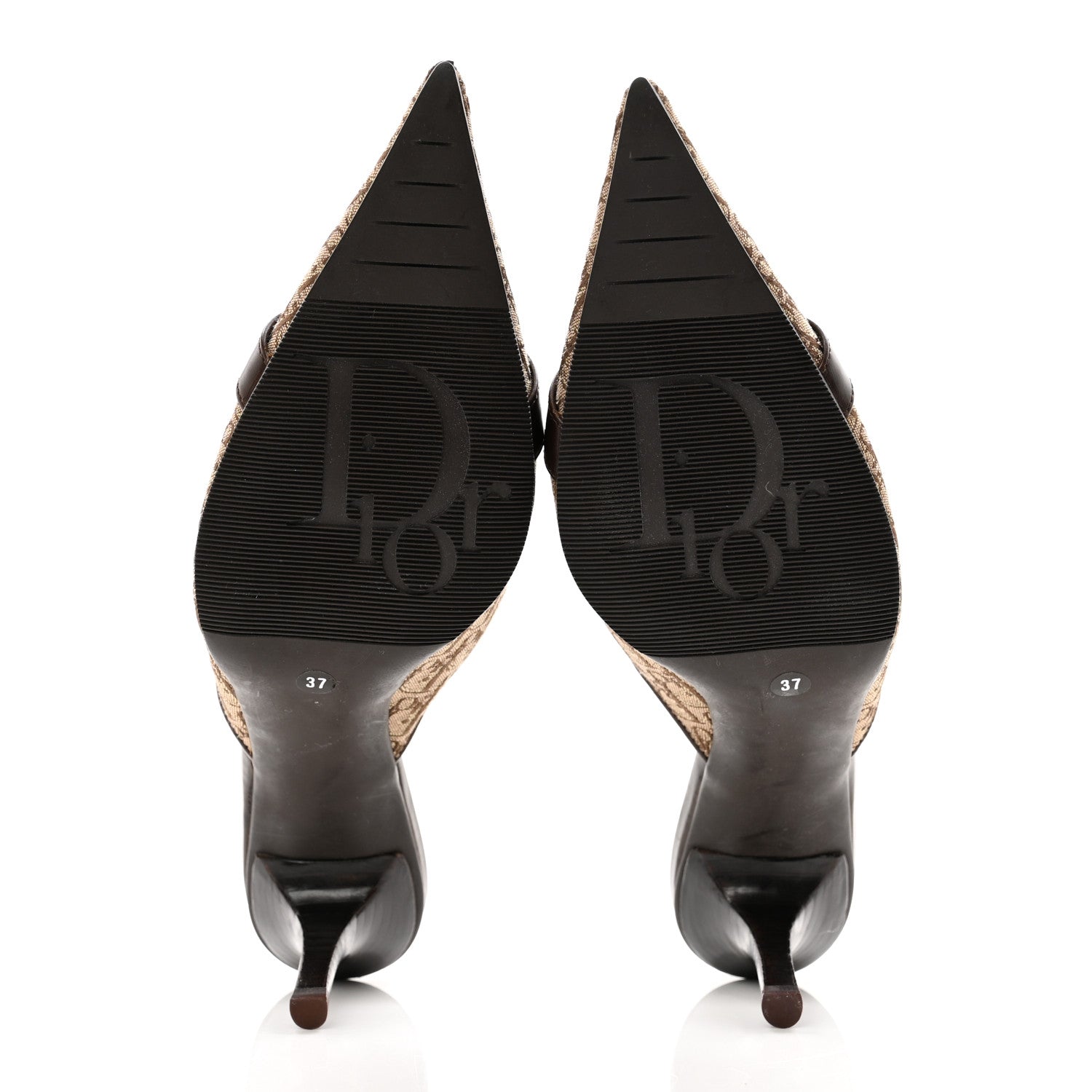 Christian Dior Canvas Monogram Pointed Toe Mules 37 Brown 5 of 7