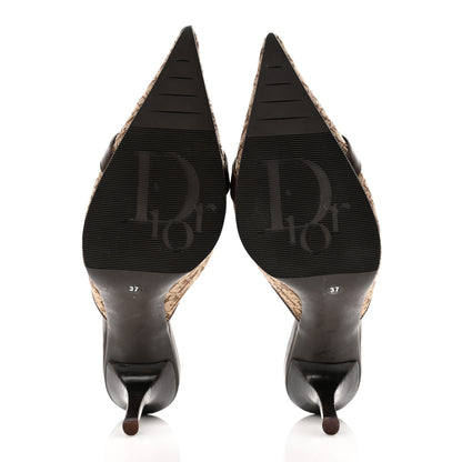 Christian Dior Canvas Monogram Pointed Toe Mules 37 Brown 5 of 7