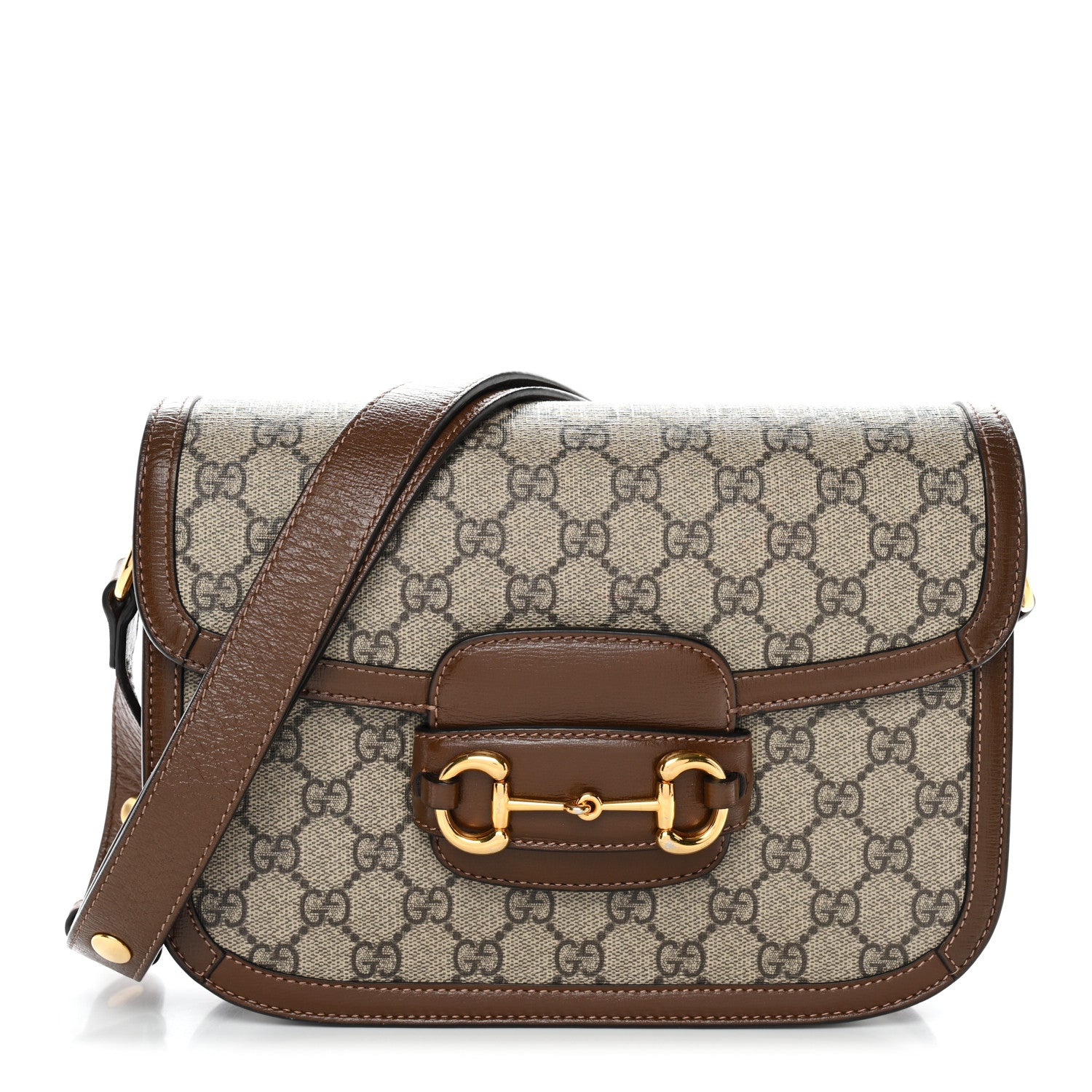 Gucci GG Supreme Monogram Horsebit 1955 Shoulder Bag Beige Brown Sugar 1 of 12