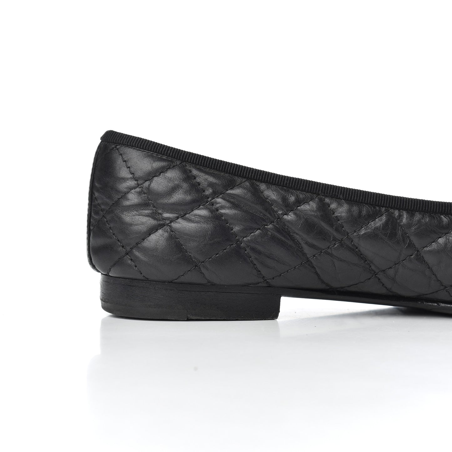 Aged Calfskin Quilted CC Cap Toe Ballerina Flats 39.5 Black