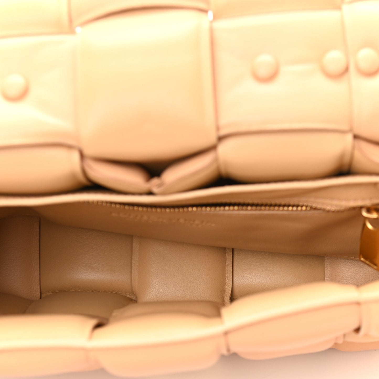 Lambskin Maxi Intreccio Padded Chain Cassette Crossbody Bag Almond