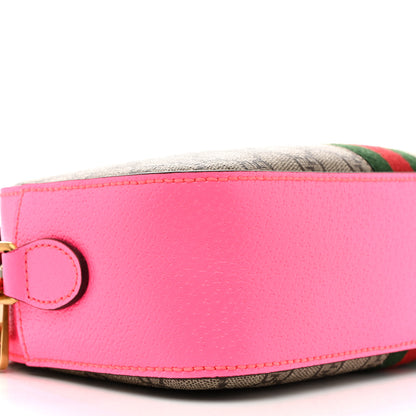 Gucci GG Supreme Monogram Textured Dollar Calfskin Web Ophidia Small Crossbody Bag Beige Ebony Fuchsia 9 of 11