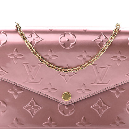Louis Vuitton Vernis Pochette Felicie Chain Wallet Metallic Pale Pink 9 of 10