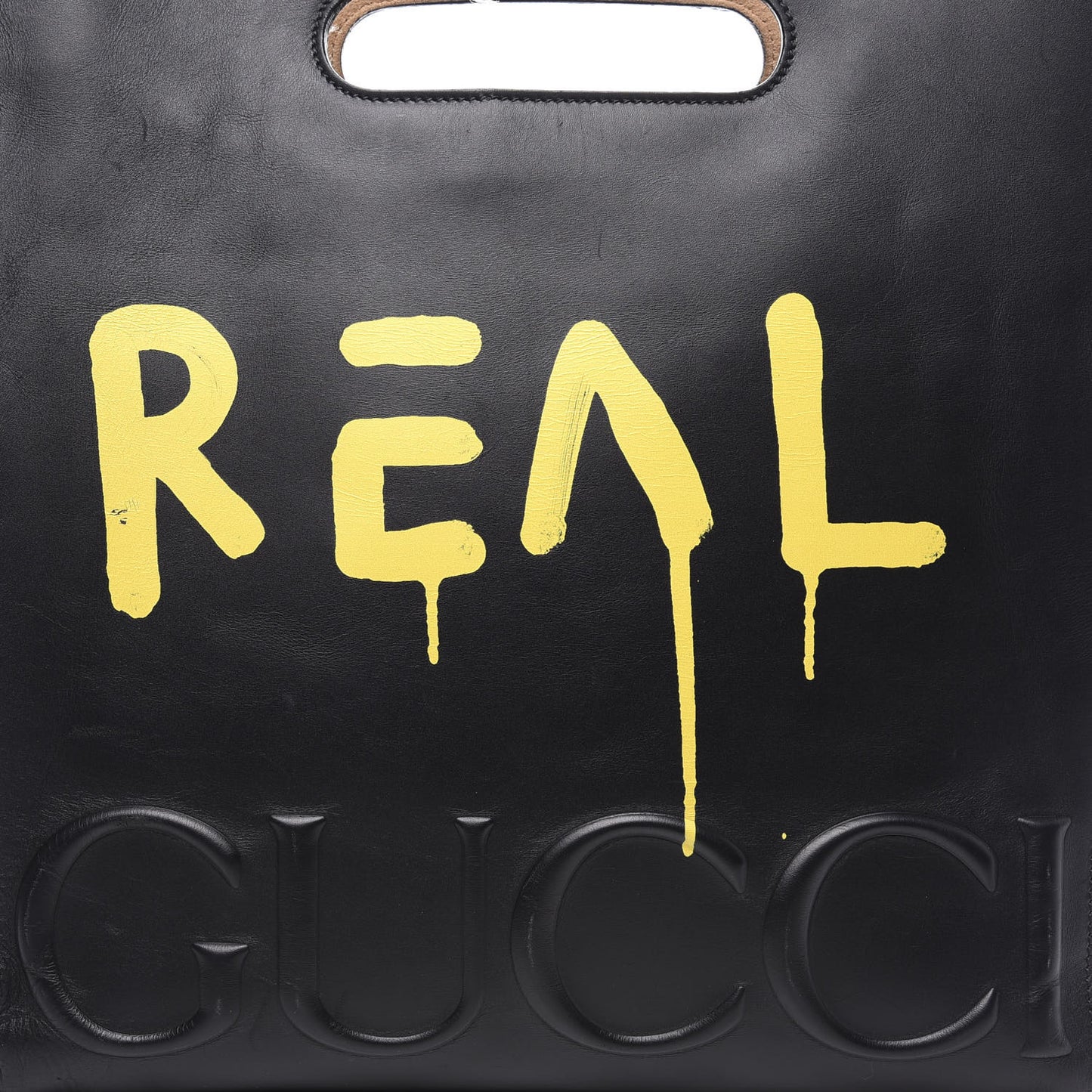 Calfskin GucciGhost Real Medium XL Tote Black Yellow