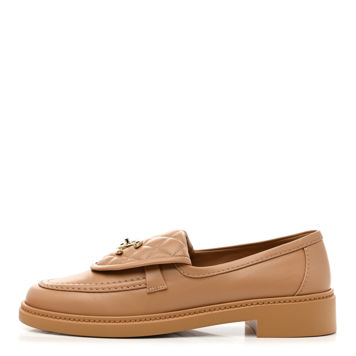Chanel Lambskin Quilted CC Turnlock Moccasins 39.5 Beige 1 of 10