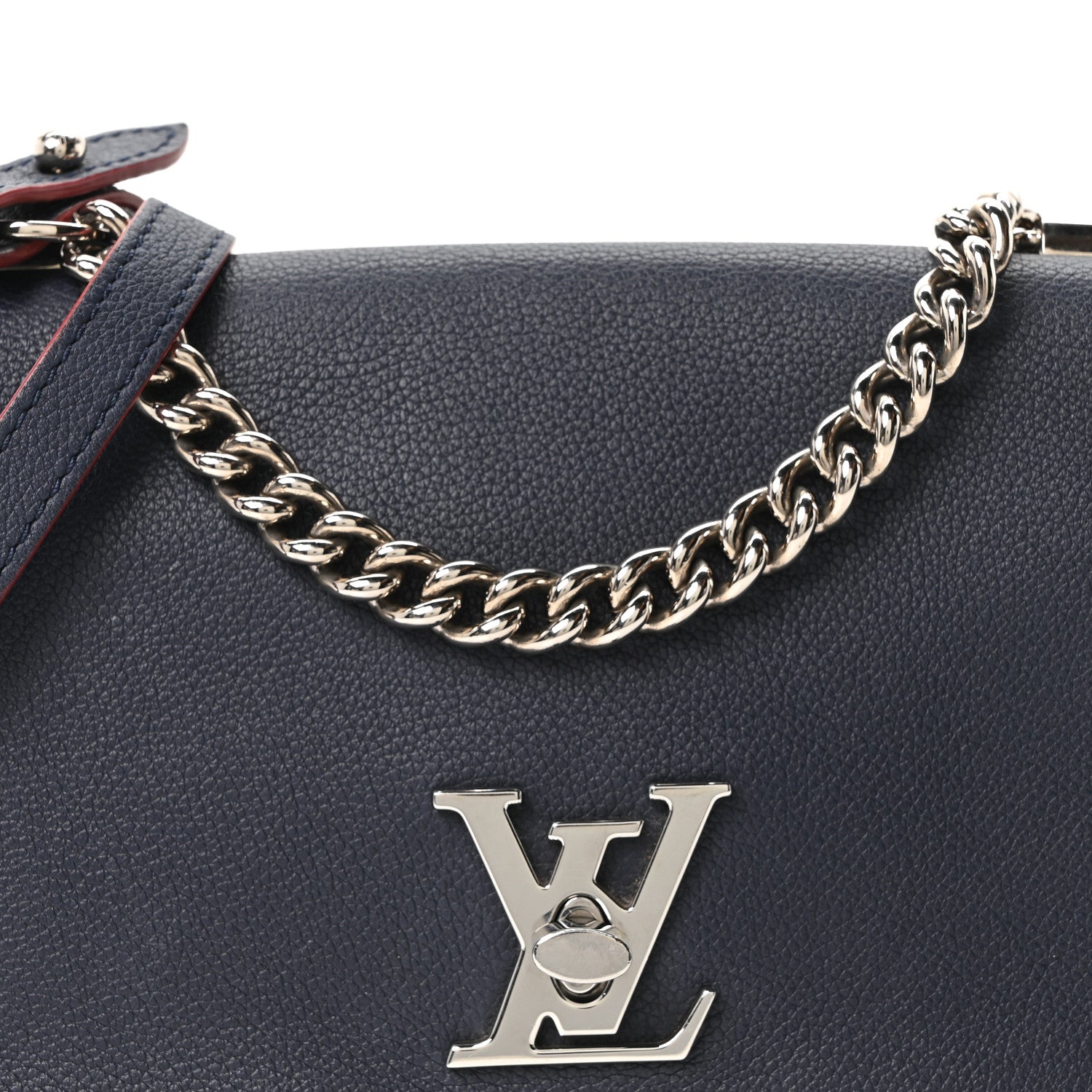 Louis Vuitton Calfskin Lockme II Chain Bag BB Marine Rouge 7 of 9