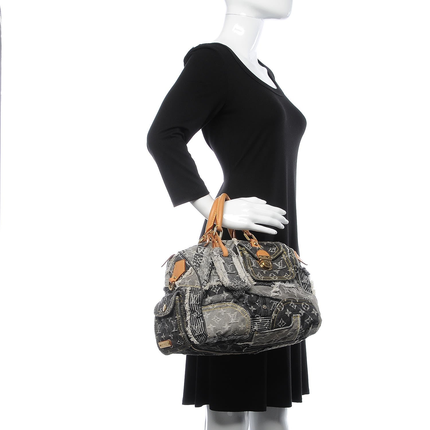 Louis Vuitton Denim Patchwork Speedy 30 Grey 2 of 7