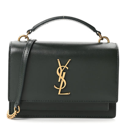 Saint Laurent Calfskin Monogram Sunset Chain Wallet New Vert Fonce 1 of 10