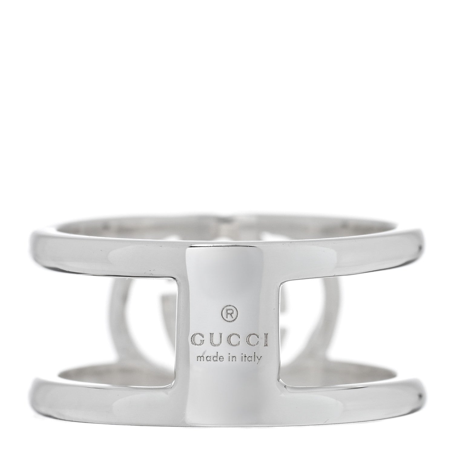 Gucci Sterling Silver 9mm Interlocking G Open Band Ring 53 6.5 3 of 4