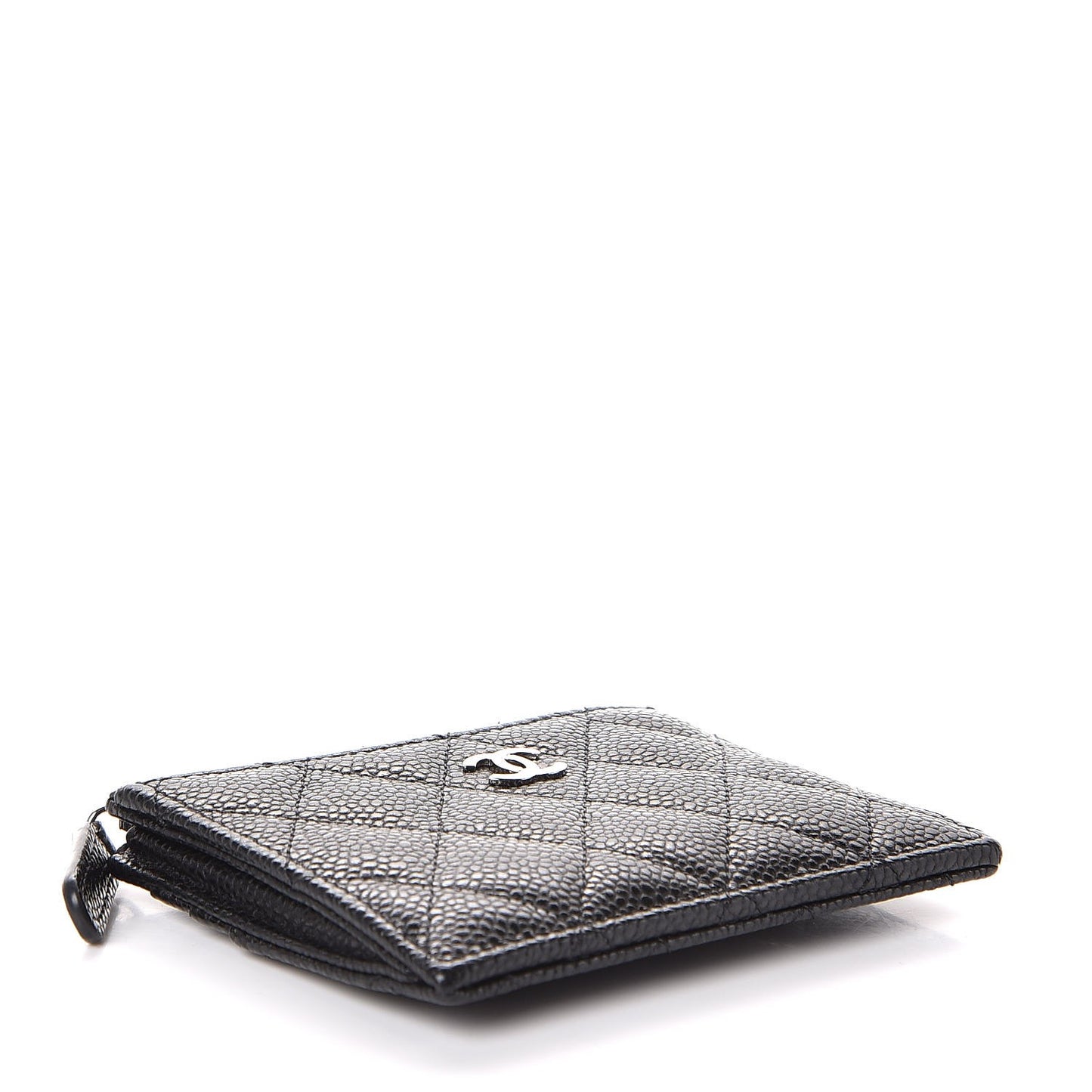Caviar Quilted CC Zip Card Holder Black