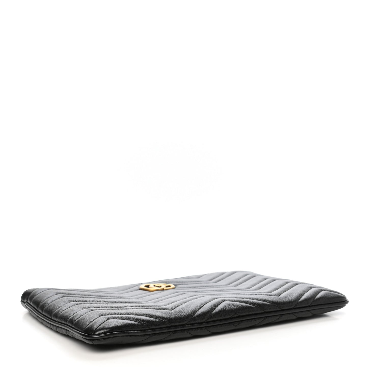 Azalea Calfskin Matelasse Heart GG Marmont Zip Pouch Black