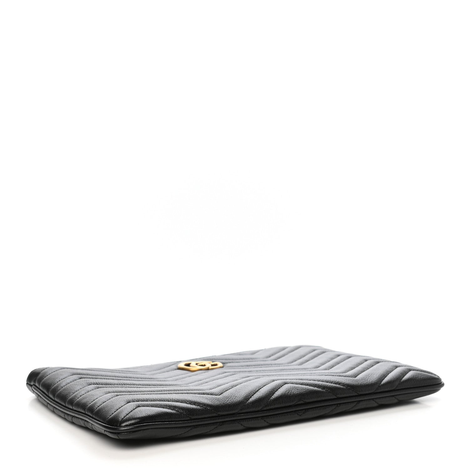 Gucci Azalea Calfskin Matelasse Heart GG Marmont Zip Pouch Black 4 of 8