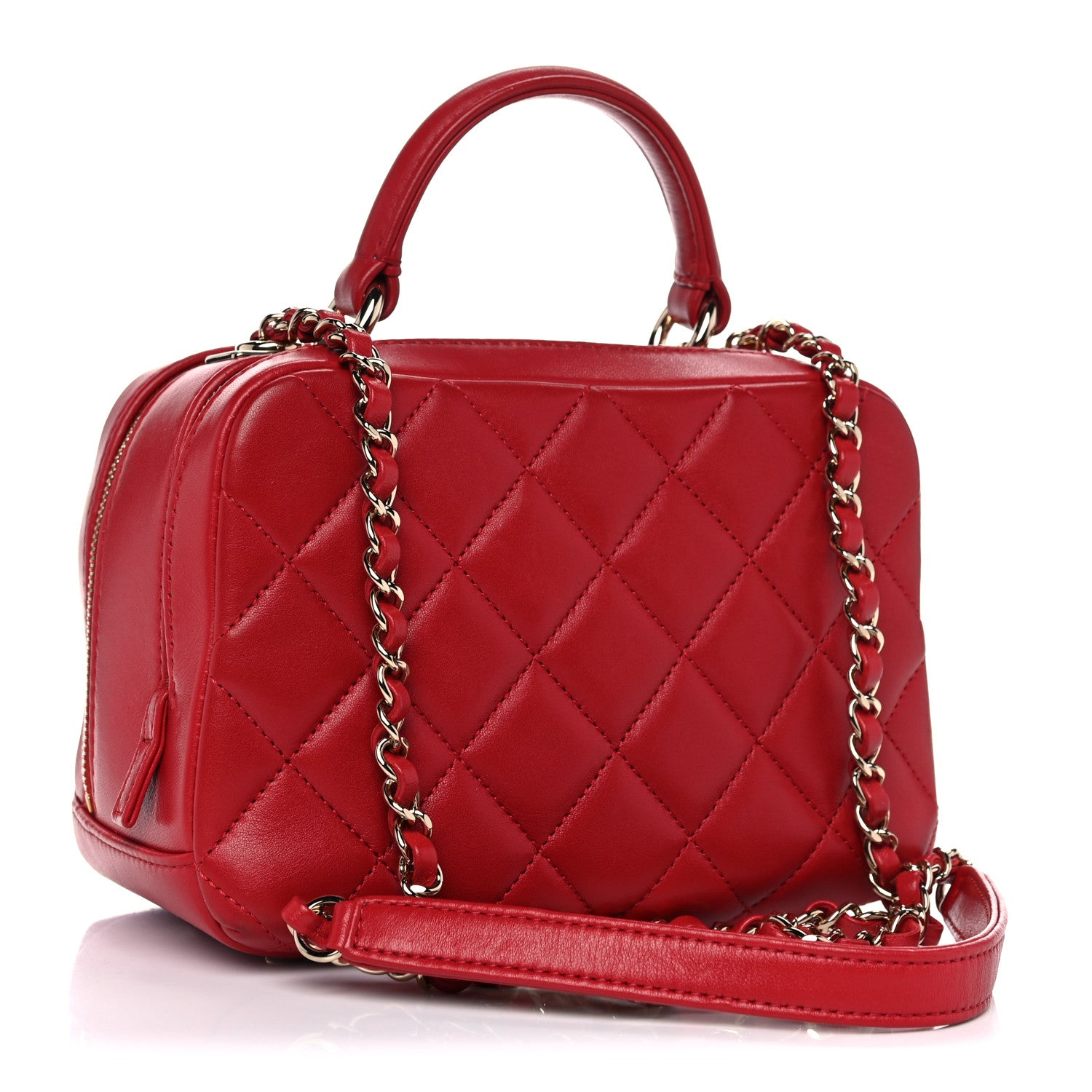 Chanel Lambskin Quilted Small Trendy CC Bowling Bag Red 3 of 12