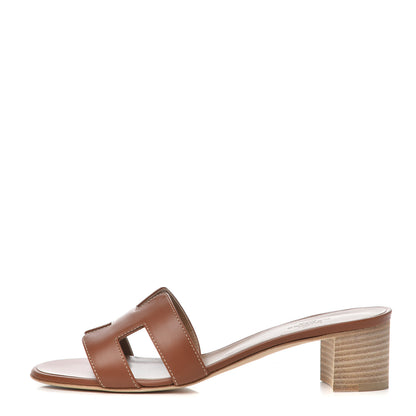 Hermes Calfskin Oasis Sandals 37.5 Gold 1 of 11