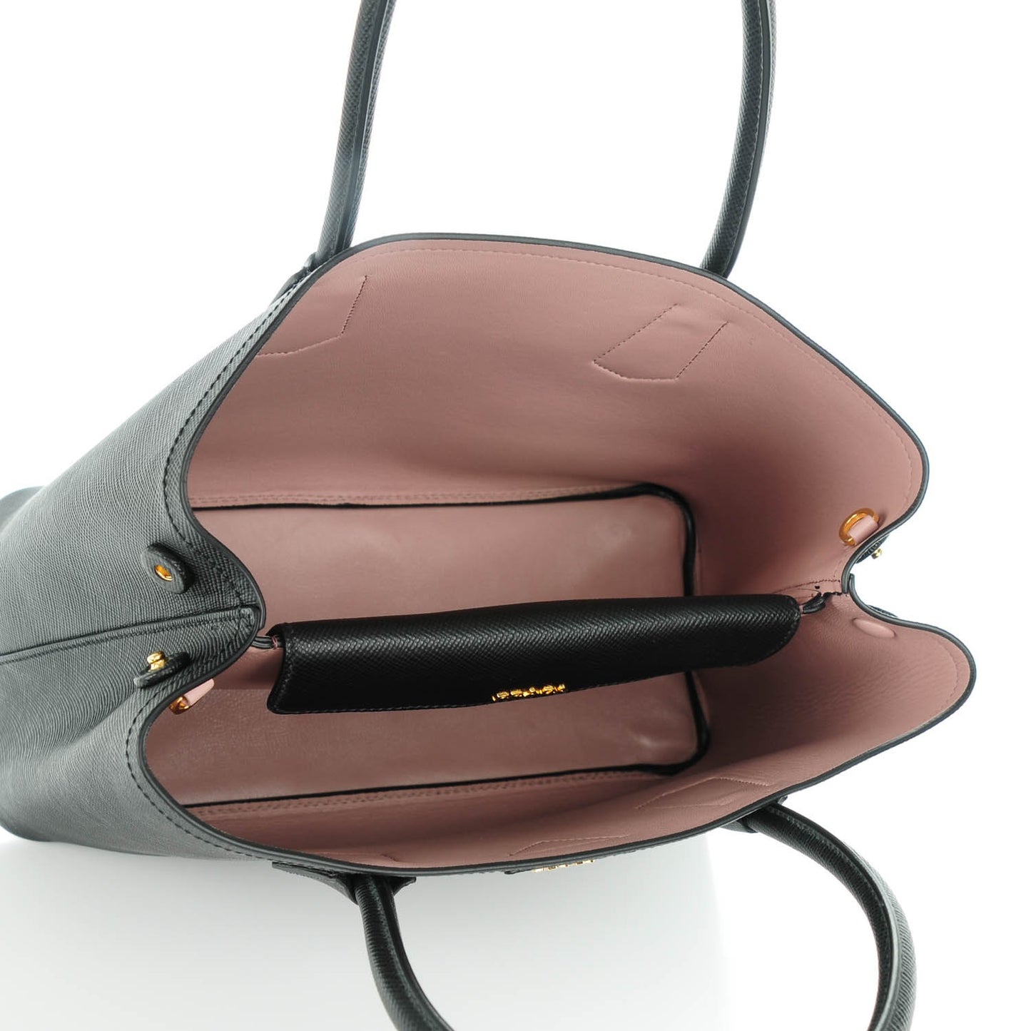 Saffiano Cuir Large Double Bag Black Mughetto