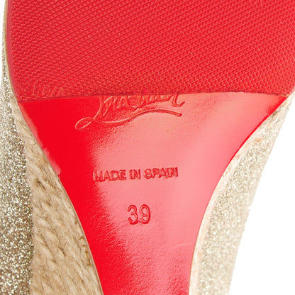 Christian Louboutin Glitter Puglia Espadrille Wedges 39 Platine 7 of 9