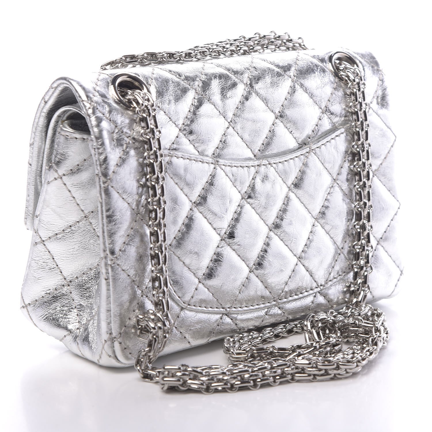 Chanel Metallic Aged Calfskin Quilted 2.55 Reissue 224 Flap Silver 3 of 11