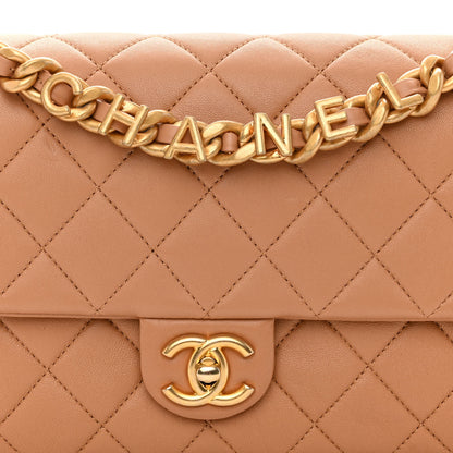 Chanel Lambskin Quilted Chaine Lettre Flap Brown 8 of 10