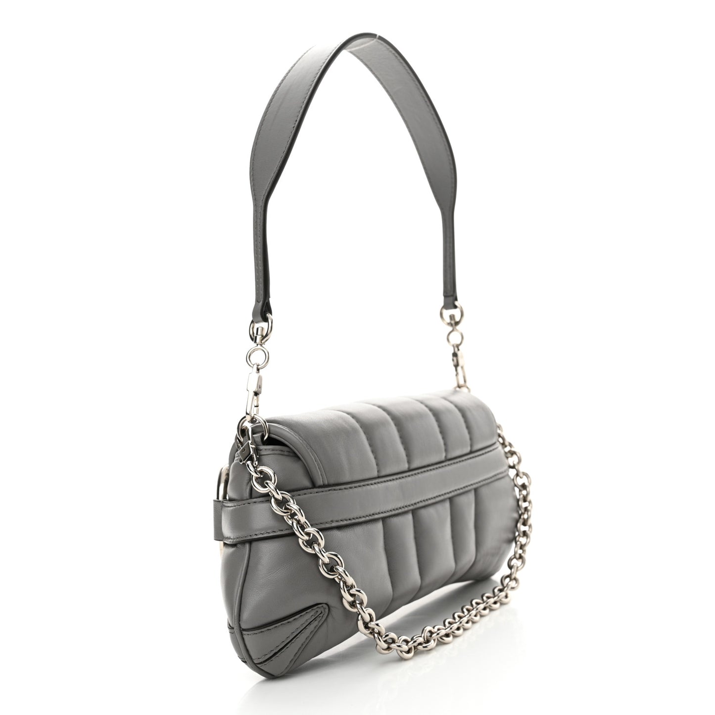 Nappa Vertical Matelasse Small Maxi Horsebit Chain Shoulder Bag Gray