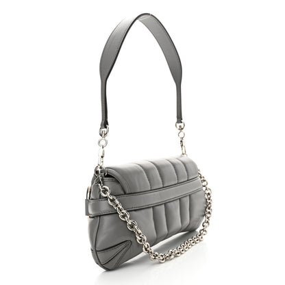Gucci Nappa Vertical Matelasse Small Maxi Horsebit Chain Shoulder Bag Gray 3 of 12