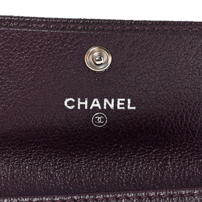 Chanel Goatskin Embossed Camellia Flap Card Holder Purple 6 of 13