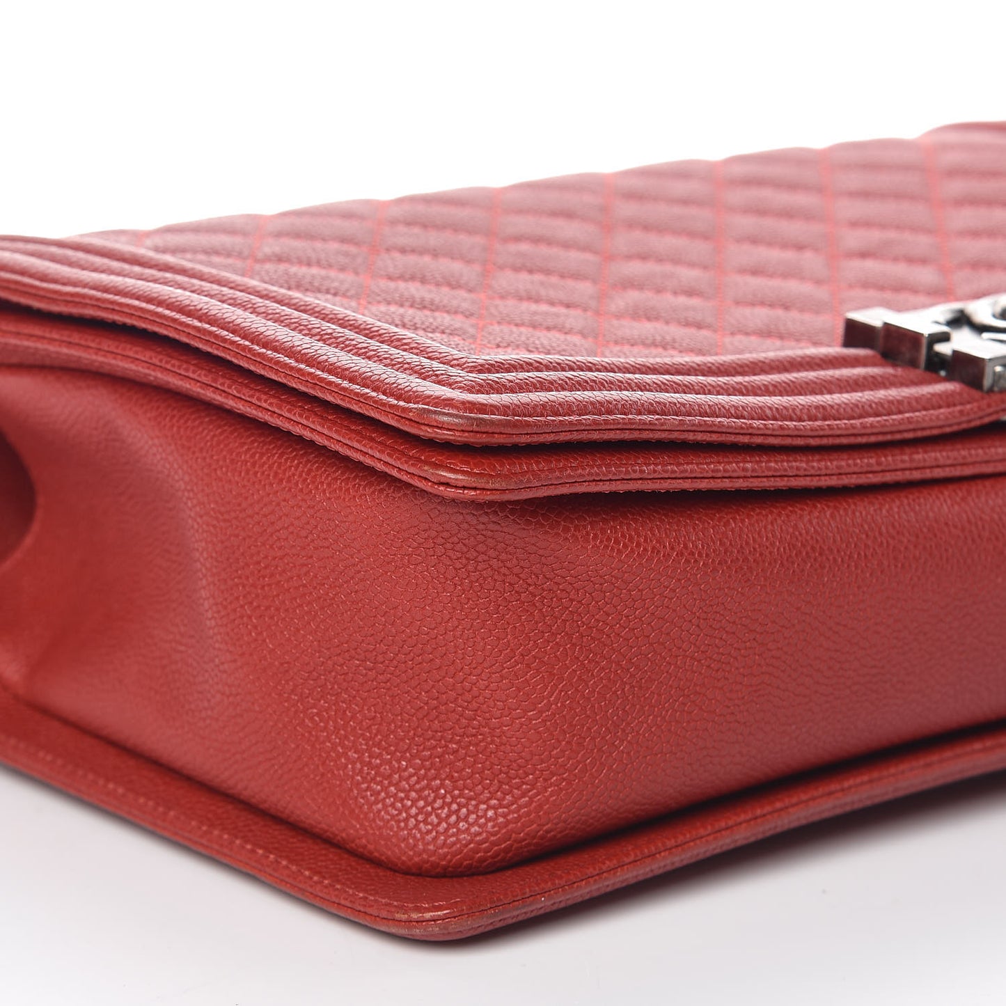 Caviar Quilted New Medium Boy Flap Dark Red