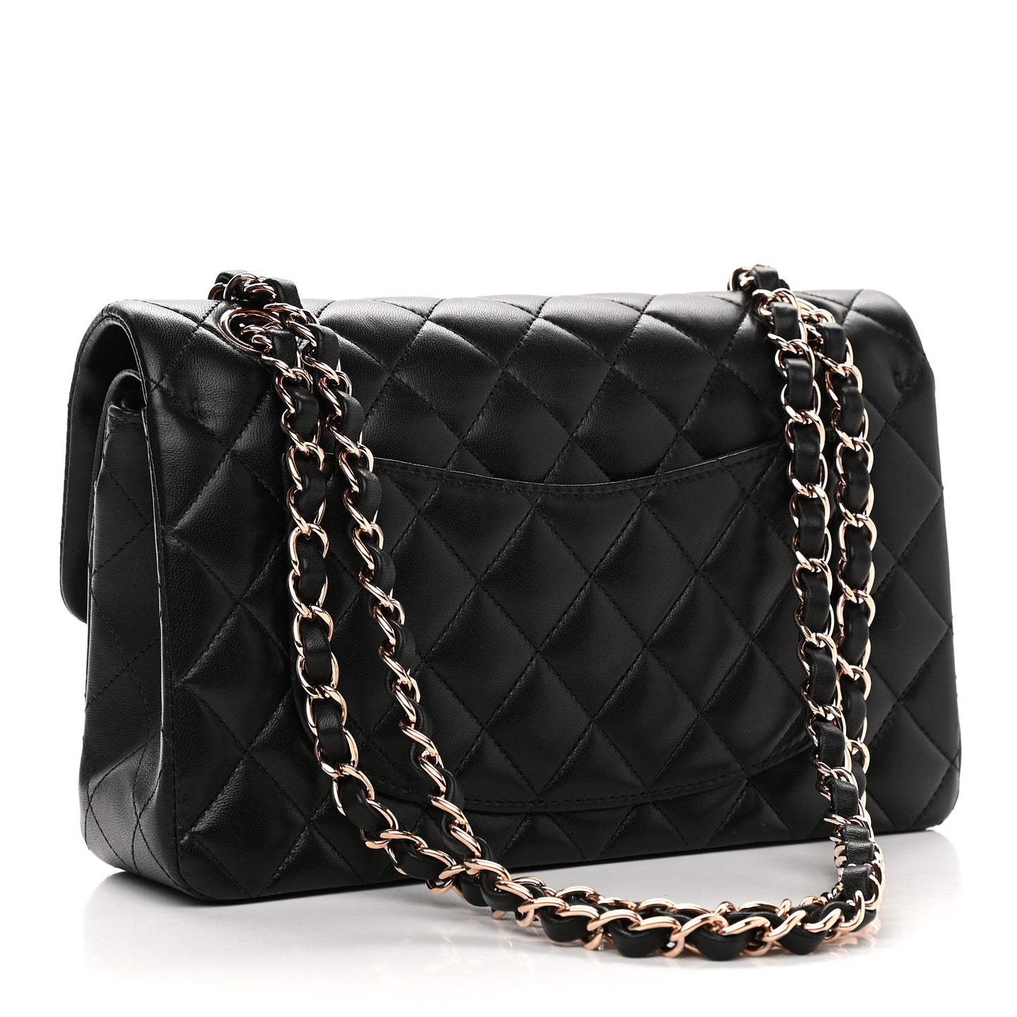 Lambskin Quilted Small Double Flap Black