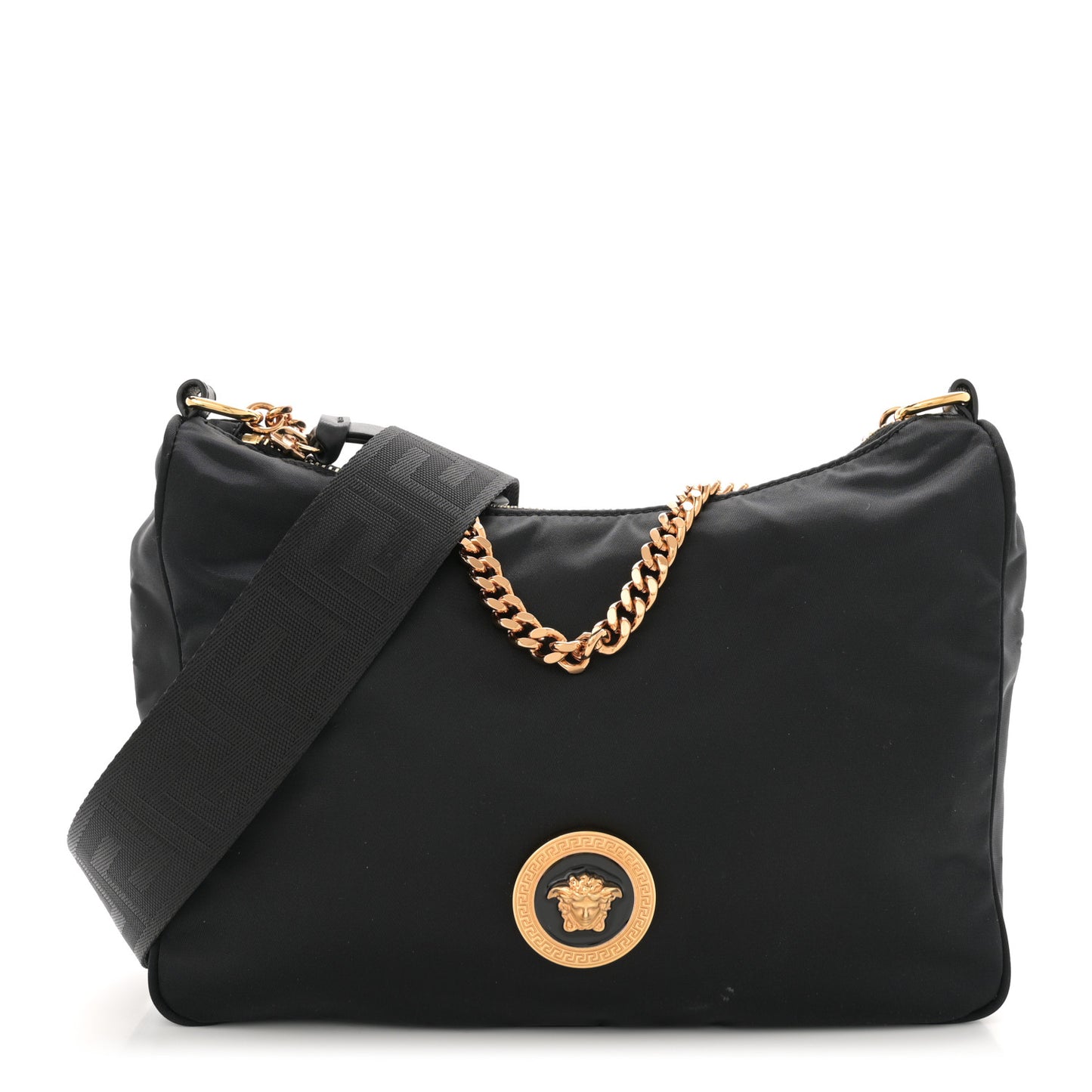Nylon Tribute Chain Crossbody Shoulder Bag Black