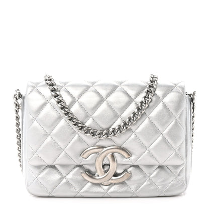 Chanel Metallic Lambskin Quilted Mini Maxi CC Flap Argent 1 of 11
