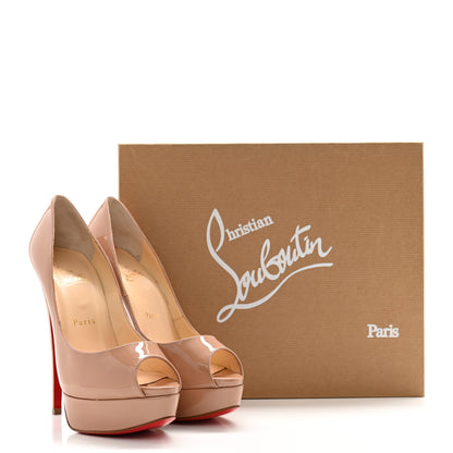 Christian Louboutin Patent Lady Peep 150 Pumps 38 Nude 12 of 12