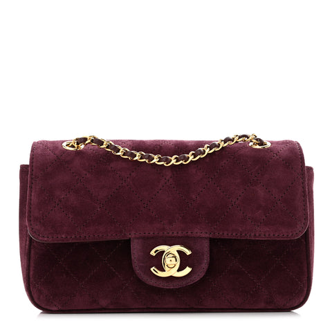 Suede Calfskin Mini Souplissimo Flap Burgundy