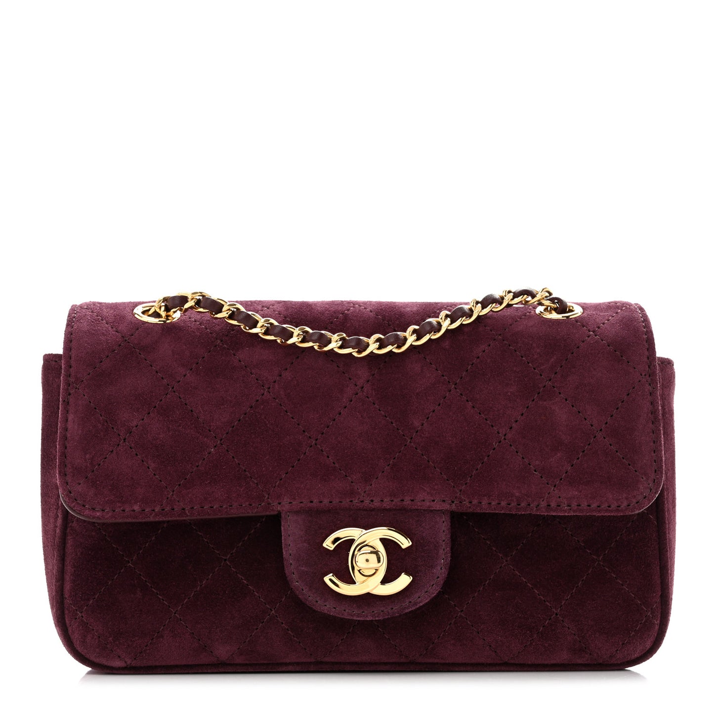 Suede Calfskin Mini Souplissimo Flap Burgundy