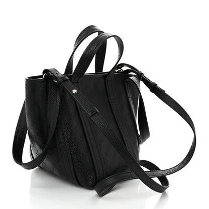 Balenciaga Grained Calfskin Logo Perforated XS Everyday North South Shoulder Tote Bag Black 3 of 10