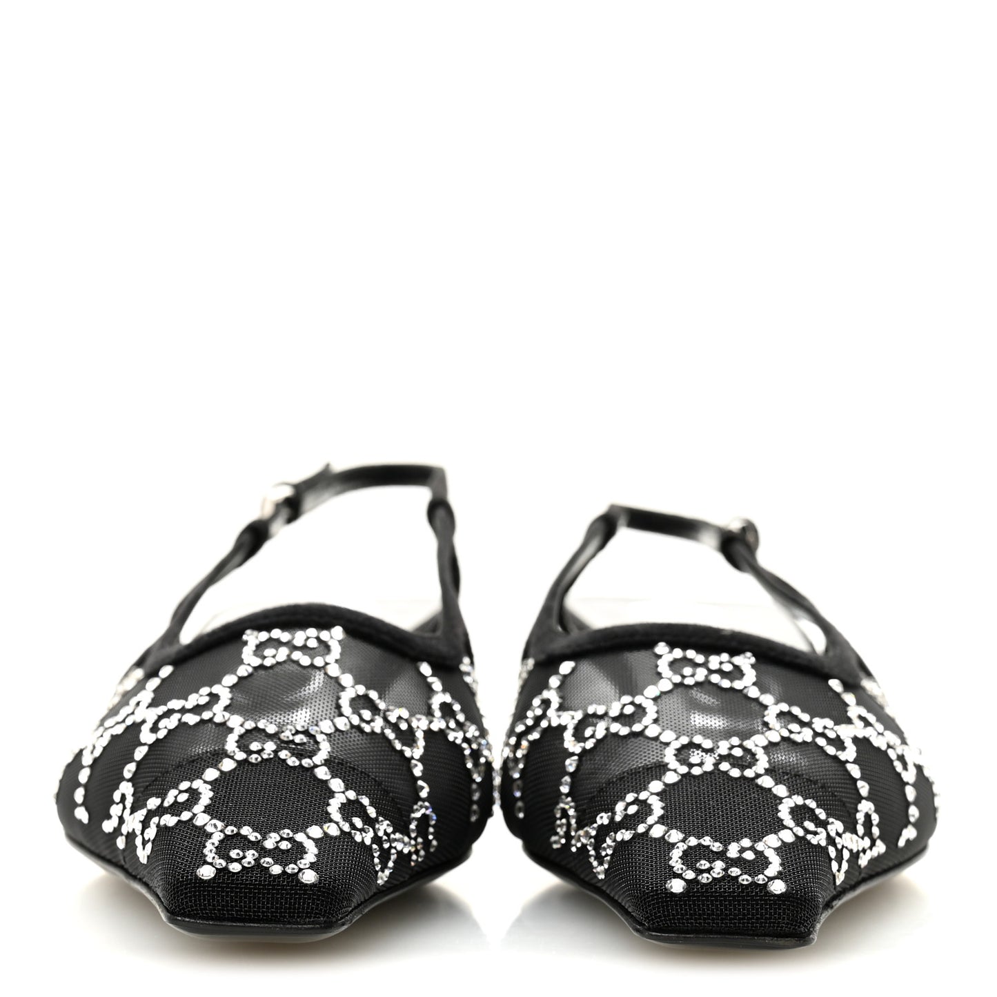 Tela Retino Kid Scamosciato Crystal GG Monogram Square G 35mm Slingback Pumps 36.5 Black